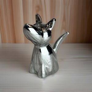 Chrome Metal Dog Umbra Zoola Figurine Jewelry Ring Holder Felt Minimalist Cute